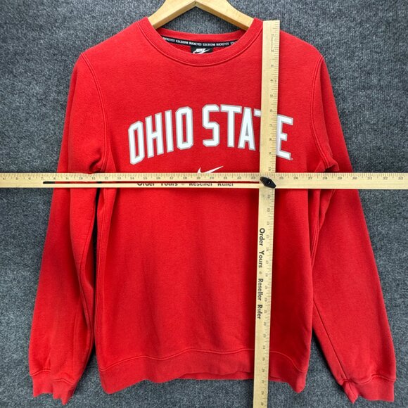 Nike Ohio State Sweatshirt Small Red Pullover Buckeyes Center Swoosh Crew Neck - Picture 9 of 12